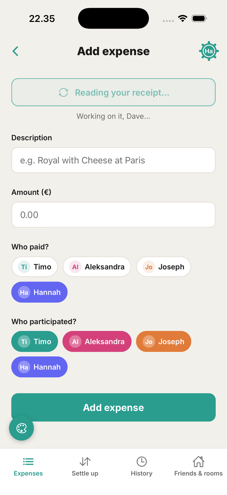 hilut reading a receipt with AI